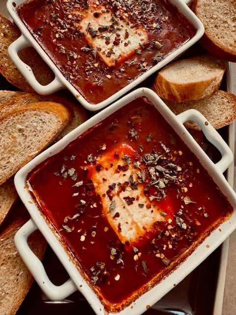 baked feta with original 76 or spicy 89 sunday sauce recipe
